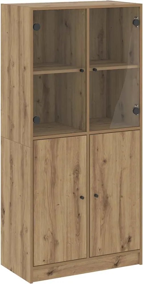 vidaXL kézműves tölgy szerelt fa magasszekrény ajtókkal 68x37x142 cm