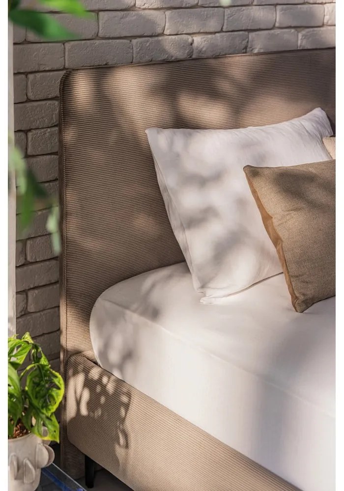Kárpitozott franciaágy taupe színű matraccal/ráccsal 180x200 cm Noira Slim - Bonami Selection