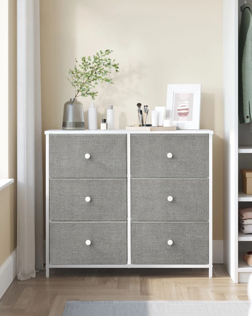 Komód fiókos HESTO 80x71 cm, fehér/szürke