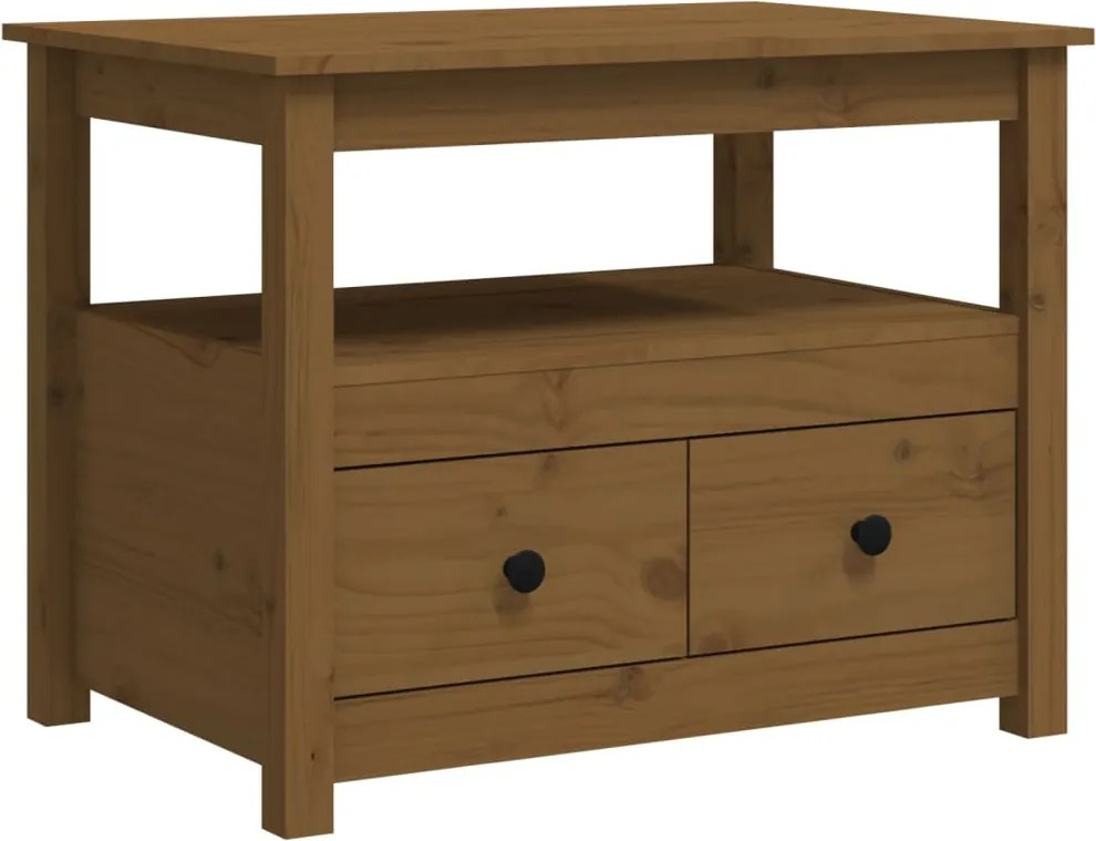 vidaXL mézbarna tömör fenyőfa dohányzóasztal 71 x 49 x 55 cm