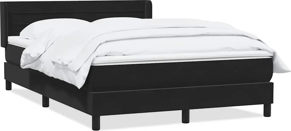 vidaXL fekete bársony rugós ágy matraccal 160x220 cm