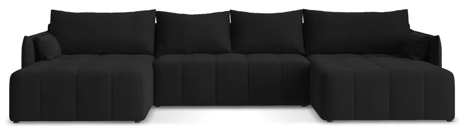 Fekete kinyitható-tárolóhelyes (U alakú) sarokkanapé Moku – Makamii