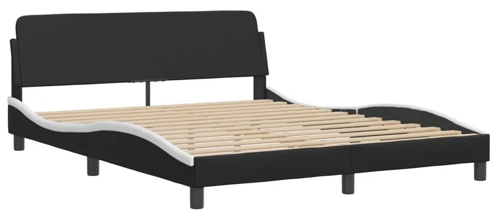 fekete és fehér ágykeret Viana LED-ekkel matrac nélkül 160 x 200 cm