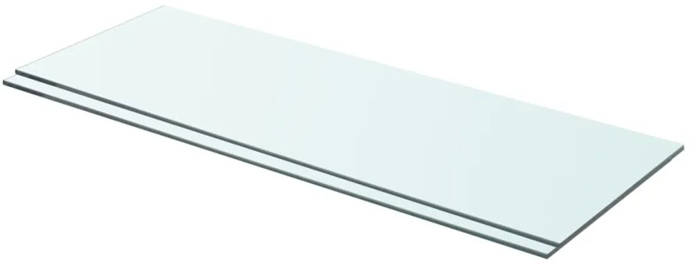 2 db átlátszó üveg paneles polc 70 x 25 cm