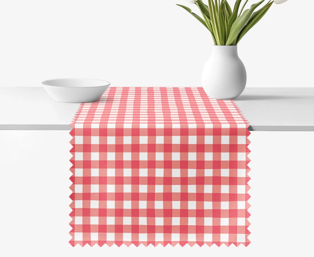 Goldea teflonos asztali futó - piros kockás 35x120 cm