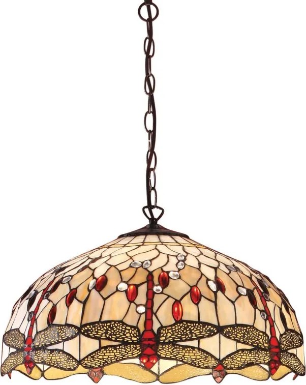 Endon klasszikus tiffany függeszték dragonfly beige sötétbarna sokszínű end64079