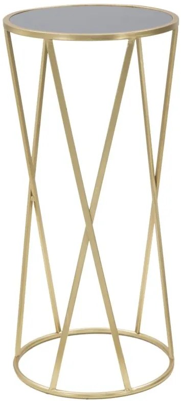 Nero aranyszínű fémvázas kortárs kisasztal fekete üveg lappal – Lusso