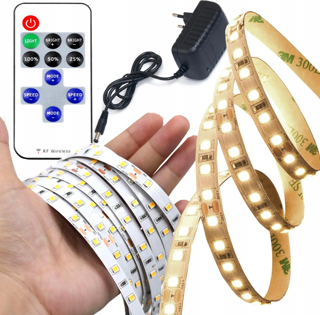 Szett: Led szalag 4000K Neutrális 5m 2620lm Tápegység Távirányító Vezérlő