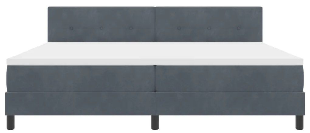 Boxspring Ágy Matraccal és LED-del Sötétszürke 200x200 cm Bársony