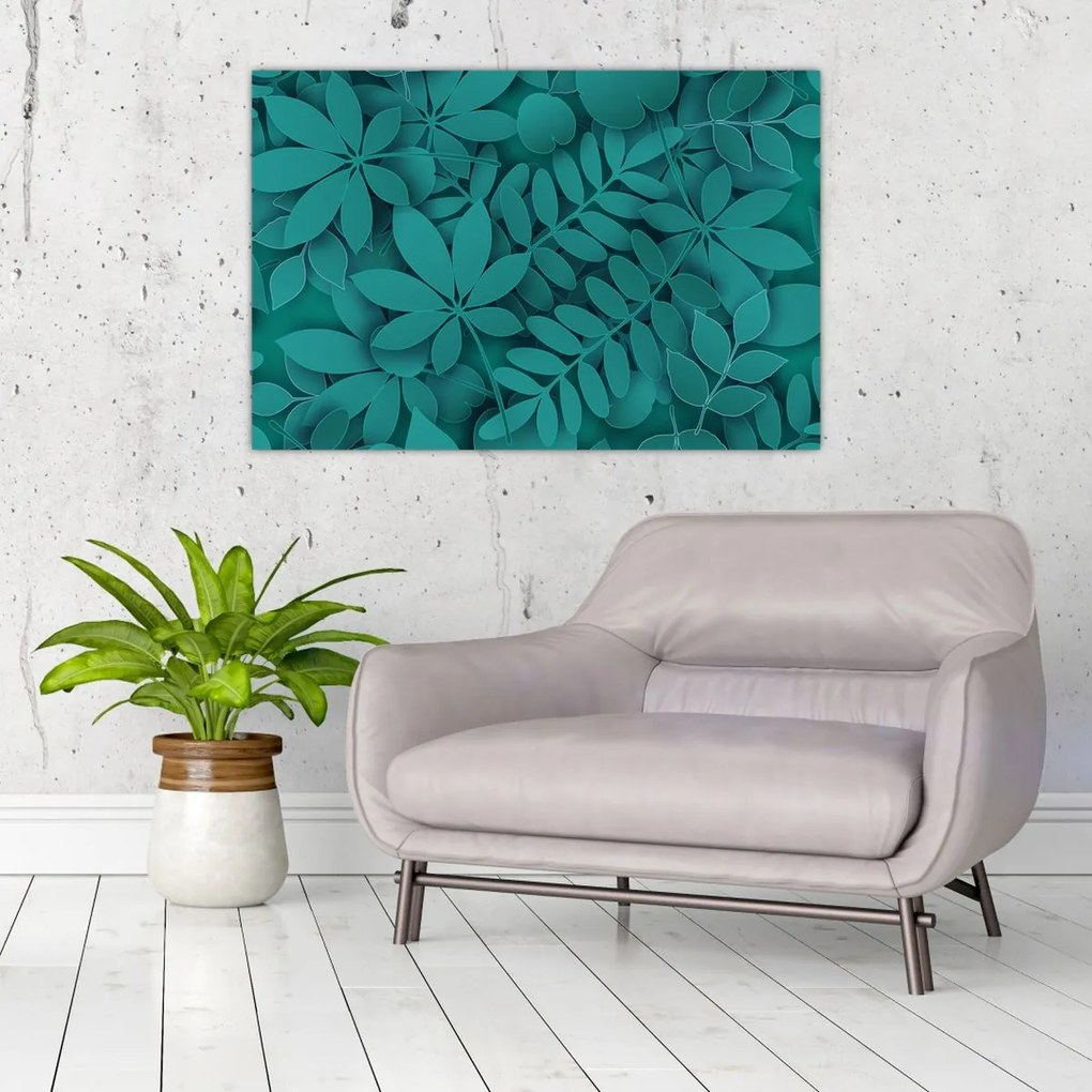 Kép - Türkiz levelek (90x60 cm)