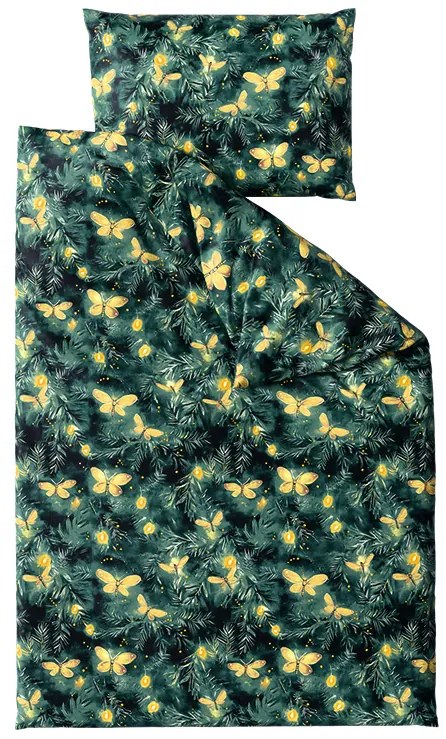 Mikroplüss ágyneműhuzat YELLOW BUTTERFLY sötétzöld Ágyneműhuzat mérete: 70 x 90 cm | 140 x 220 cm