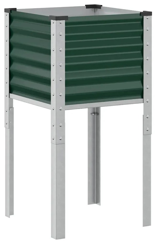 zöld acél kerti virágláda 45 x 45 x 88 cm