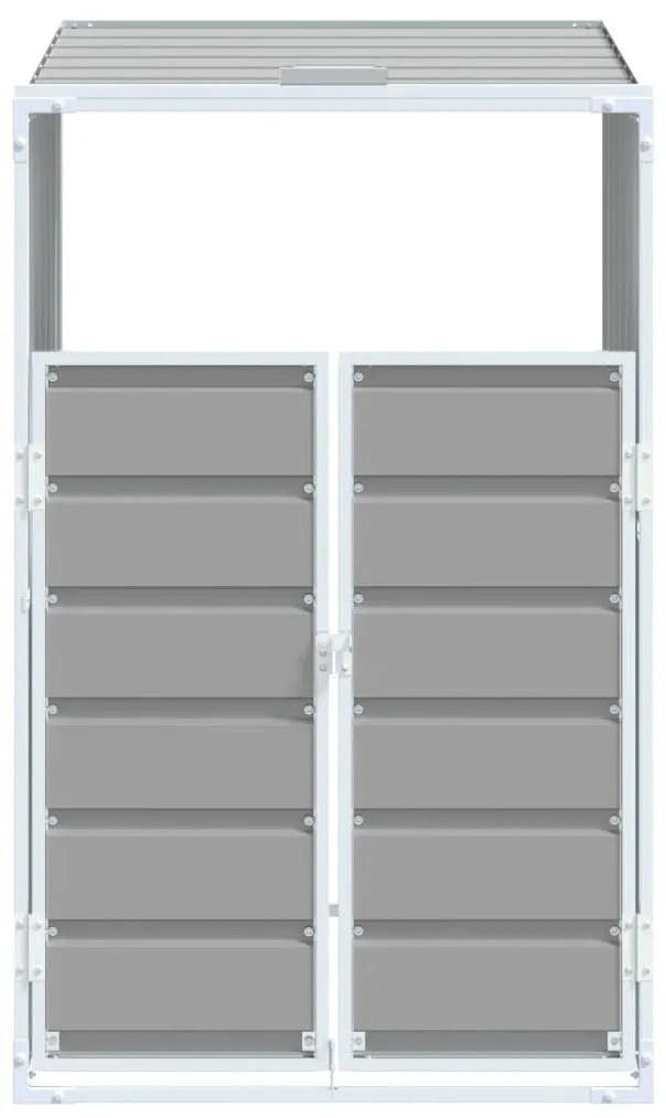 szürke acél kerekes szemetes tároló 1 szemeteskukához 72 x 81 x 115 cm