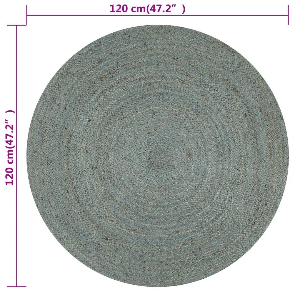 olívazöld kézzel font kör alakú jutaszőnyeg 120 cm