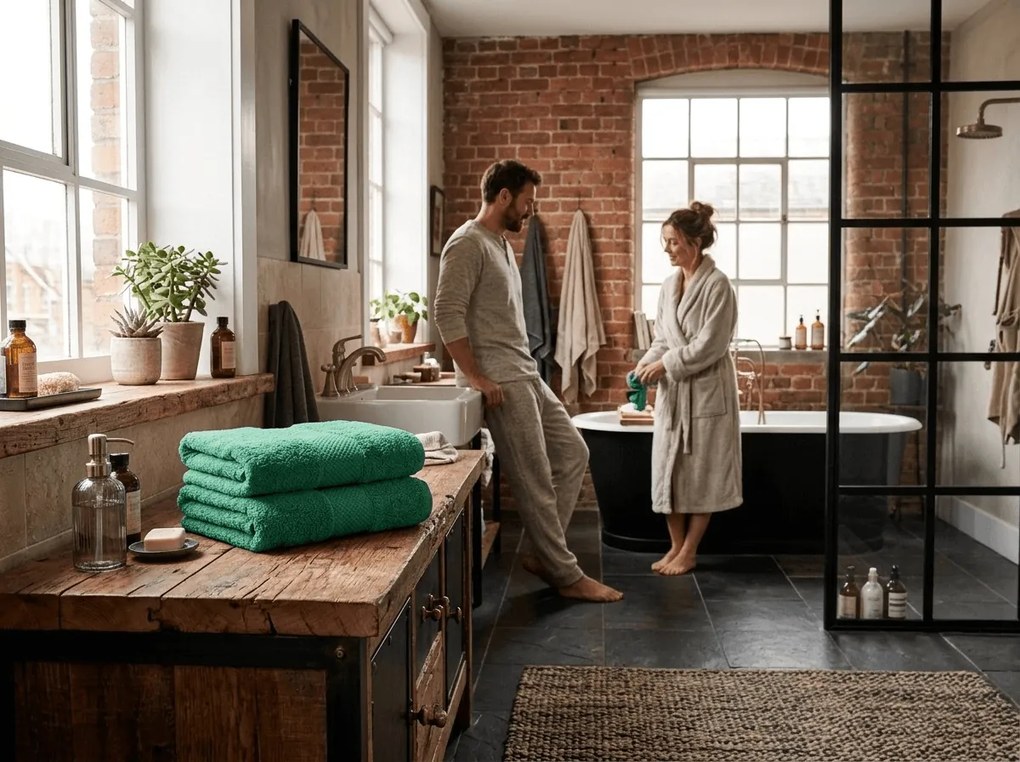 Fürdőlepedő EMBORIA 70 x 140 cm zöld, 100% pamut