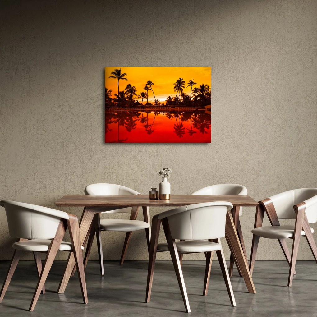 Kép - naplemente az üdülőhely felett (70x50 cm)