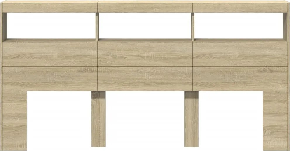 sonoma tölgy színű áthidalószekrény LED-ekkel 200 x 17 x 102 cm