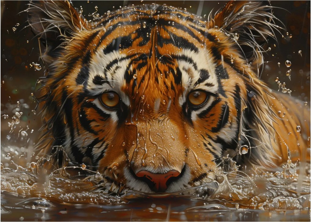 Kép - Portré egy tigris a vízben (70x50 cm)