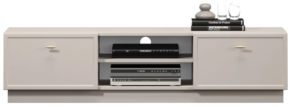 Lorini fiókos TV szekrény 150 cm - kasmír / arany T-bar fogantyúk