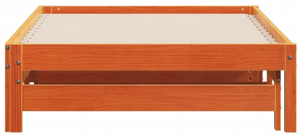 viaszbarna tömör fenyőfa kihúzható kanapéágy 80 x 200 cm