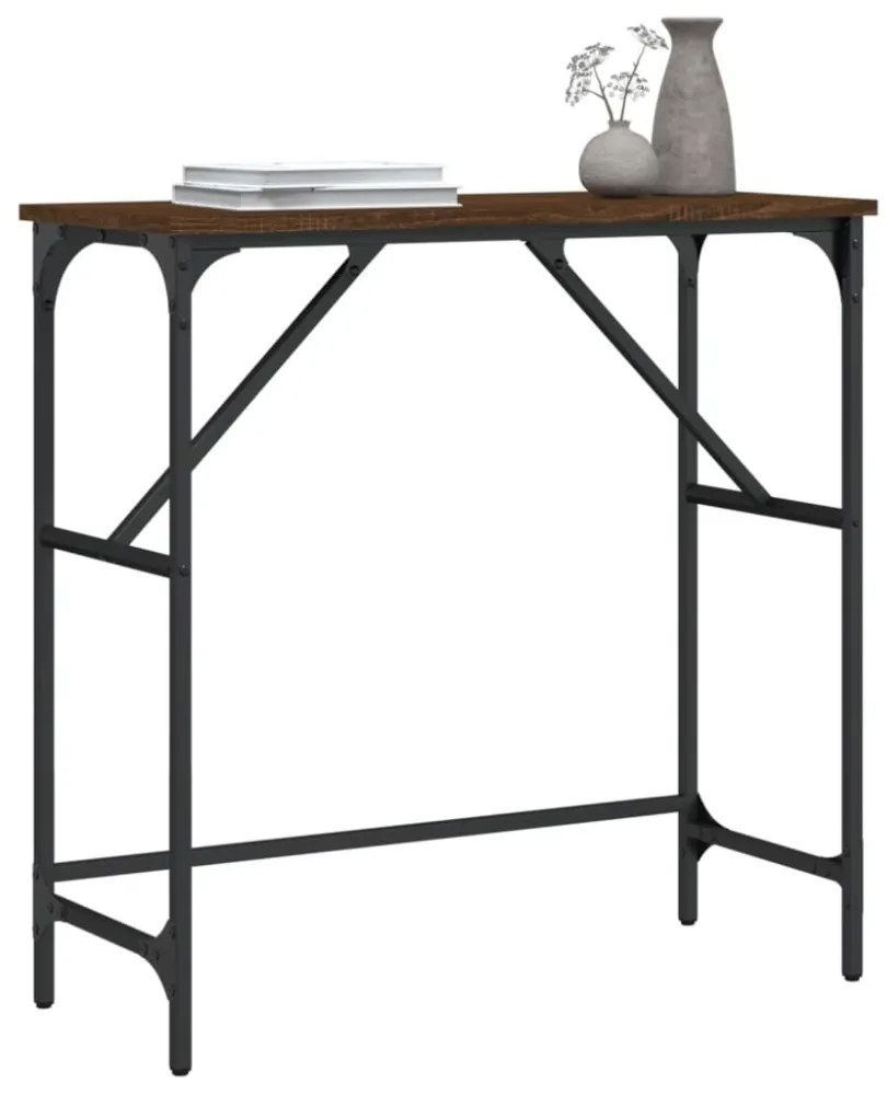 barna tölgyszínű szerelt fa tálalóasztal 75x32x75 cm