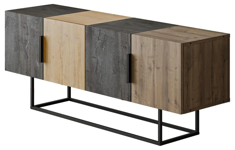 Barna-natúr színű TV-állvány tölgyfa dekorral 140x55 cm Titan – Marckeric