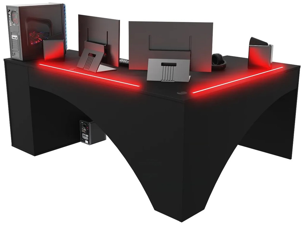 Sarok PC asztal Carbon (fekete) (B)(RGB világítással). Akció -17%. 1054965