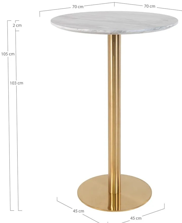 Kerek bárasztal márvány dekoros asztallappal ø 70 cm Bolzano – House Nordic