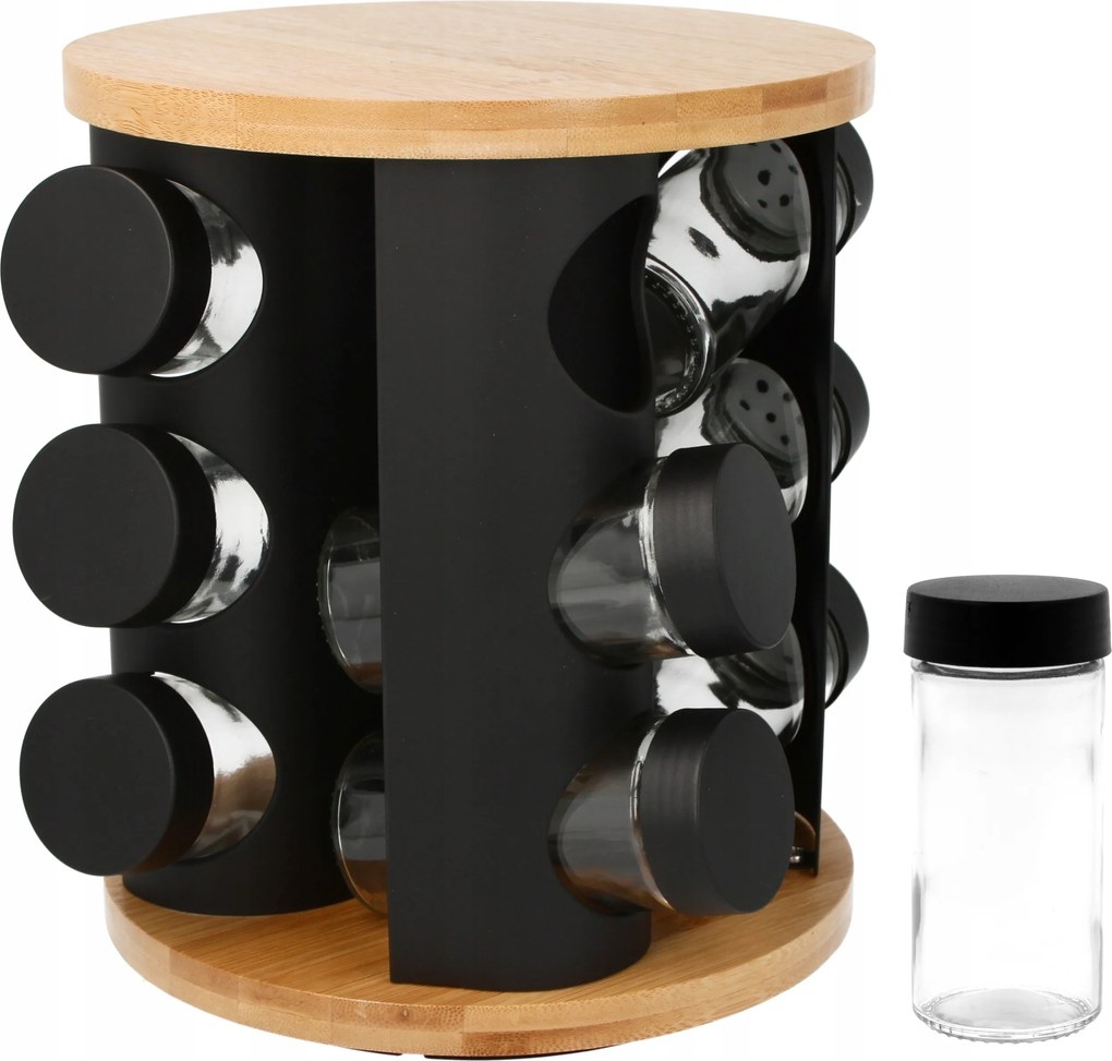 Fűszertartó Állvány 12 Fűszertartóval Brunbeste Fekete Konyhai