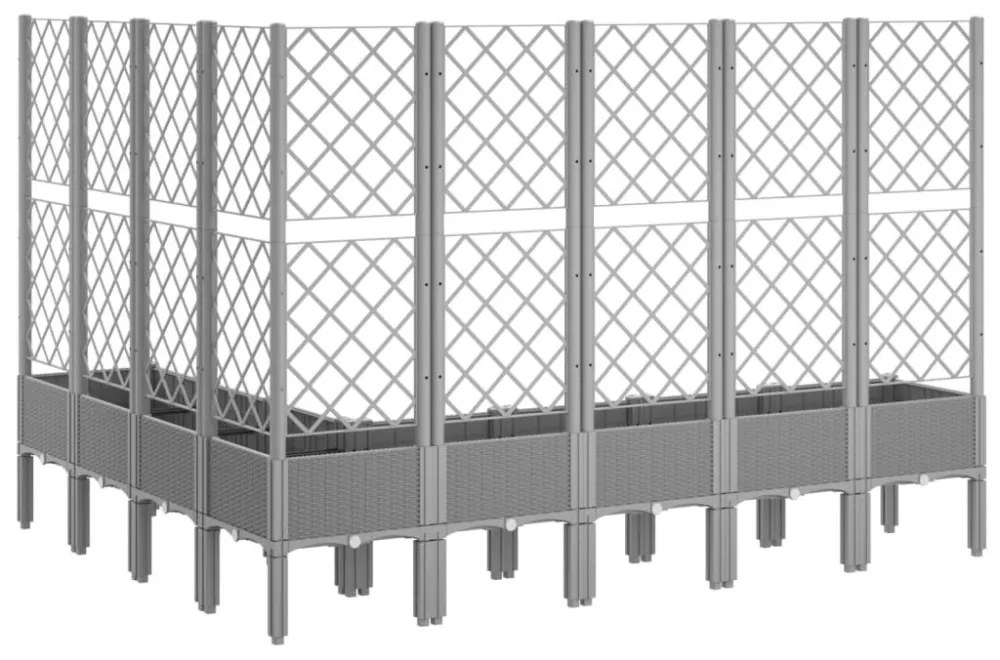 világosszürke PP rácsos kerti ültetőláda 200 x 160 x 142 cm