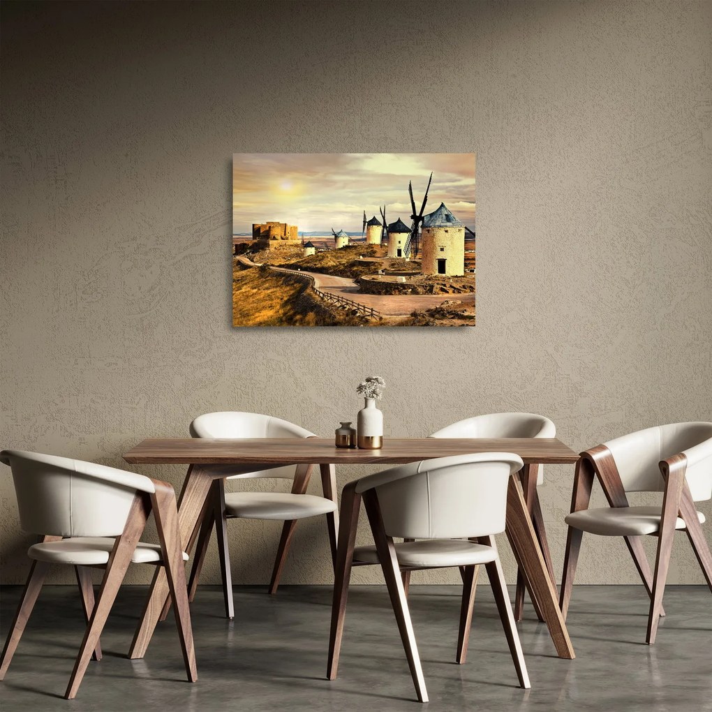 Üveg kép - Szélmalmok (70x50 cm)