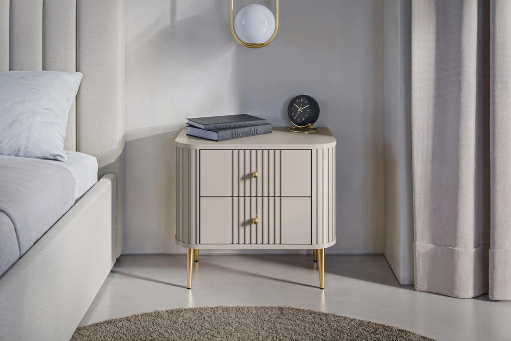 Vesper 56 cm-es éjjeliszekrény készlet - kasmír / arany lábak