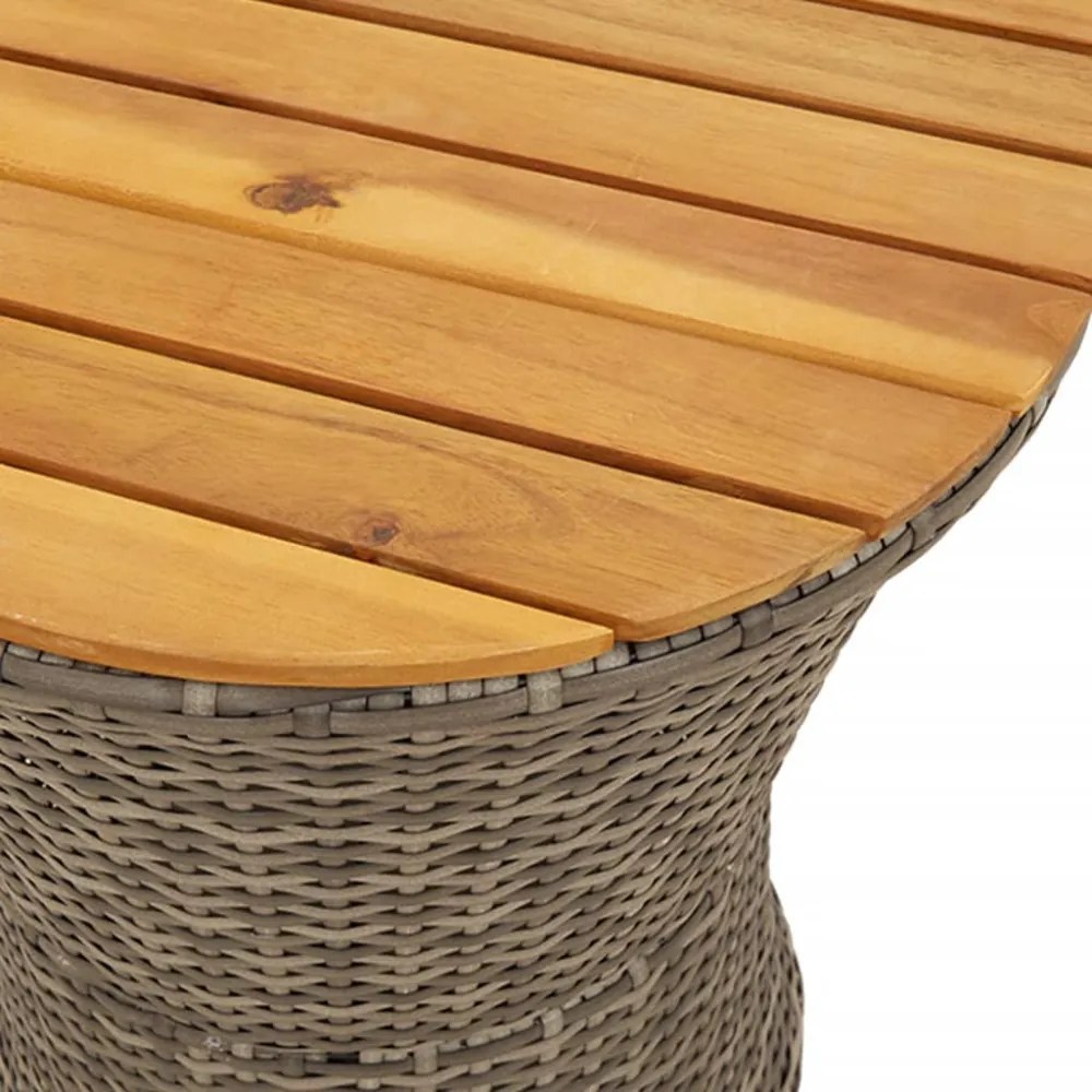 szürke polyrattan kerti dob alakú kisasztal