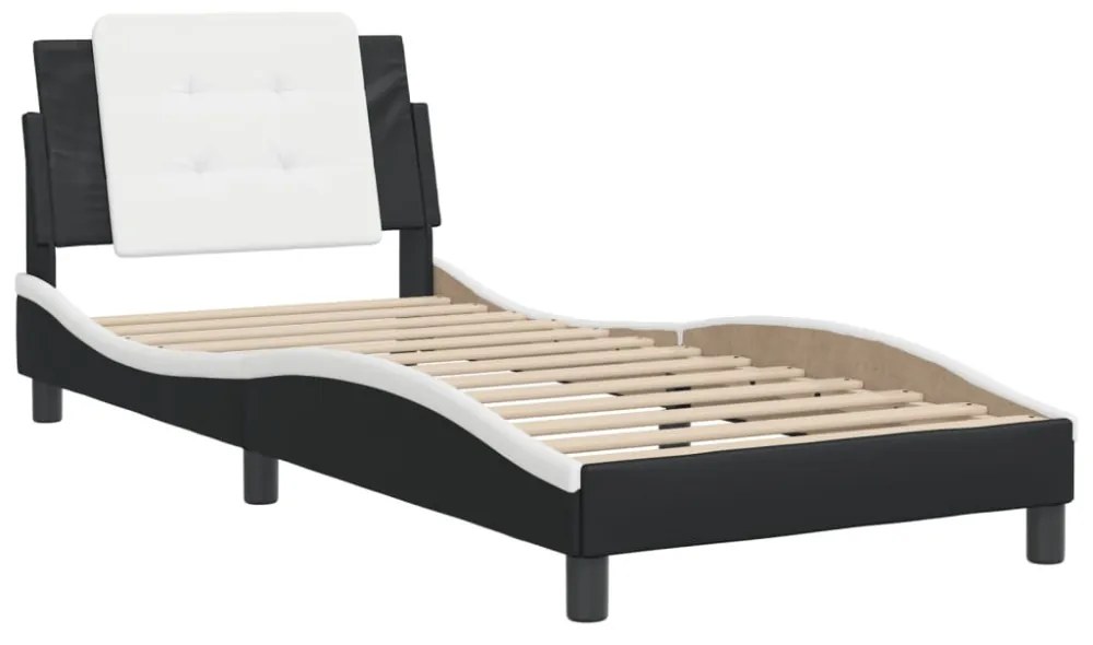 fekete és fehér műbőr ágykeret matrac nélkül Zadar 100x200 cm