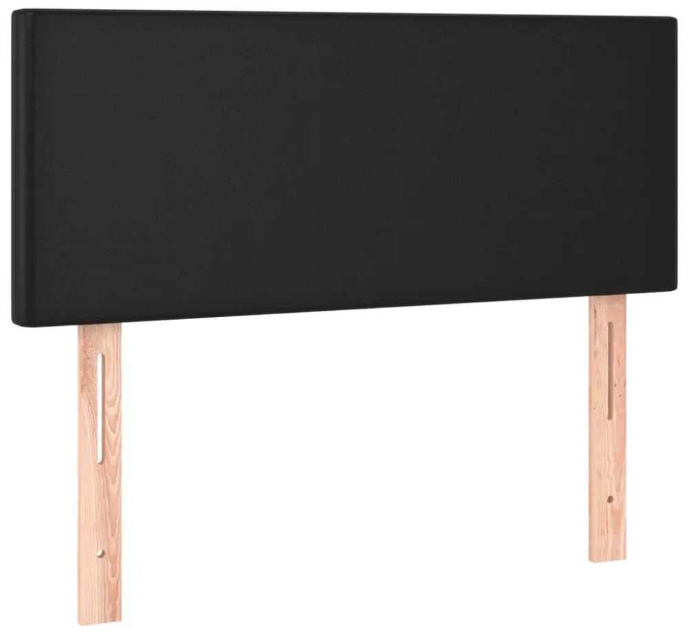 fekete műbőr rugós ágy matraccal és LED-del 100x200 cm