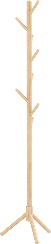 HOMCOM Álló Kabáttartó 8 Akasszal, Fa Kabátállvány Fáralakú a Folyosóra Belépőre Hálószobába 40x40x165 cm Természetes | Aosom