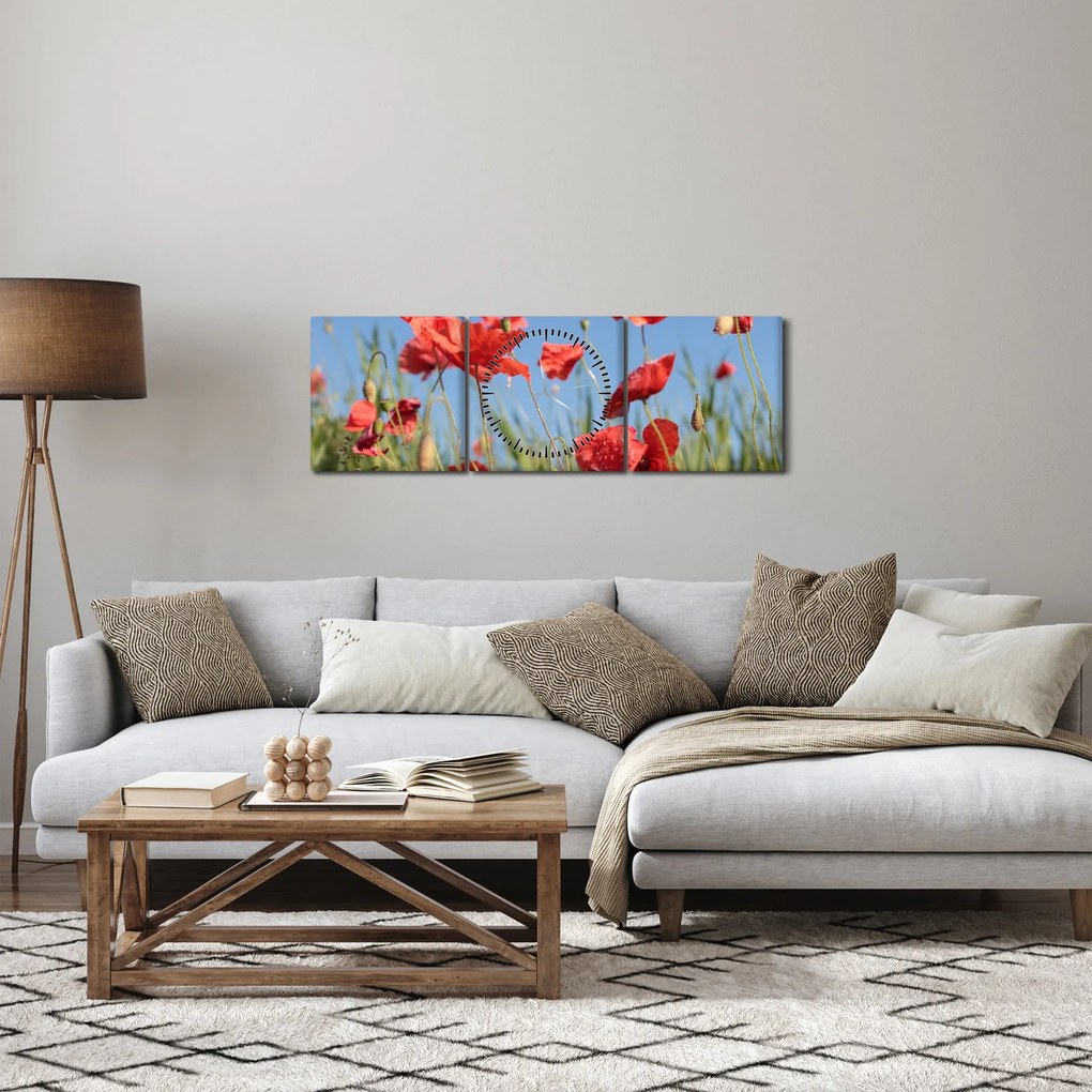Kép - Pipacsok (órával) (90x30 cm)