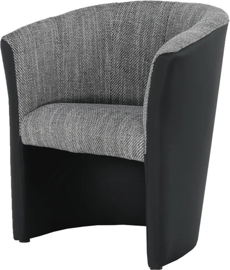 Klub fotel, fekete textilbőr/ szürke szövet, CUBA