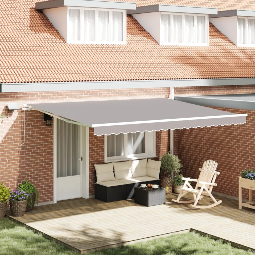 Manuális Behúzható Napellenző LED Fénnyel Világosszürke 450x350 cm
