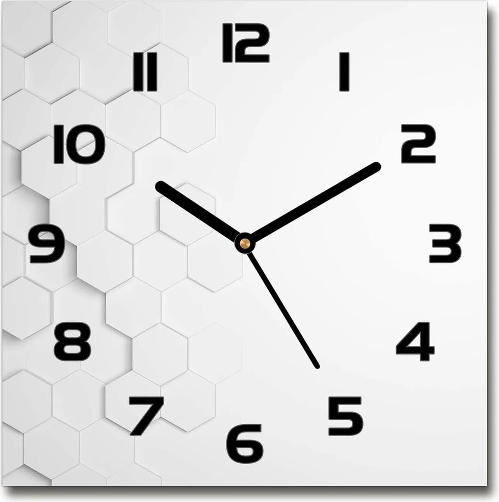 Üveg négyzet alakú óra Hatszögletű háttér 30x30 cm