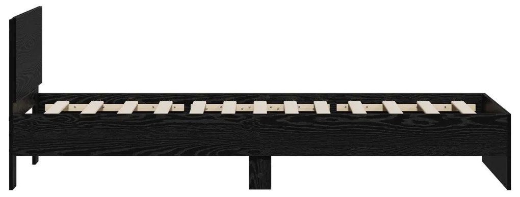 ágykeret fejtámlával Fekete Tölgy 90x200 cm Műanyag