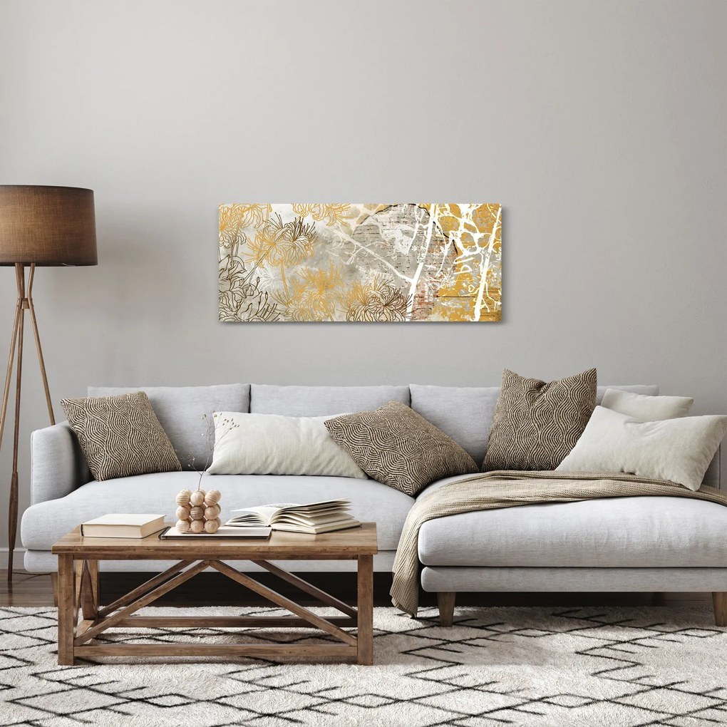 Kép - Vintage fal virágokkal (120x50 cm)