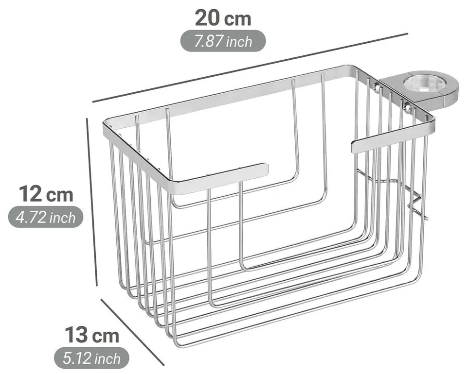 Fényes ezüstszínű öntapadós rozsdamentes acél fürdőszobai polc Valognes – Wenko