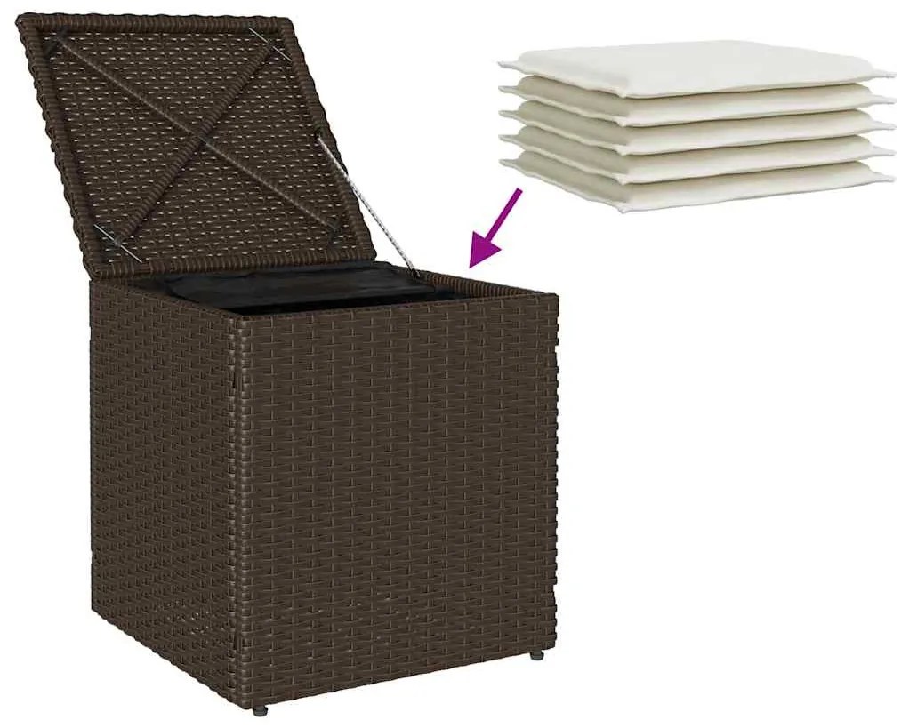 2 db barna polyrattan kerti szék párnával 40x40x43 cm