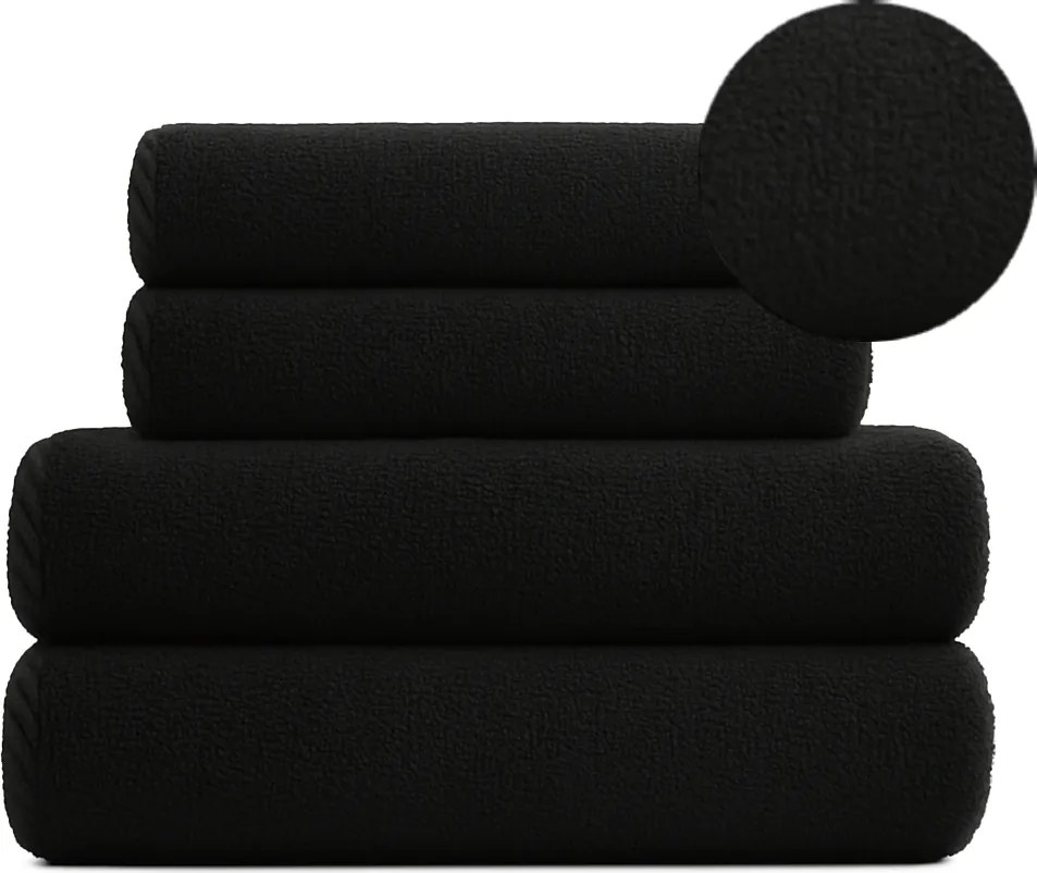 Fekete Pamut Törölköző Szett 4DB-OS Fekete Koney
