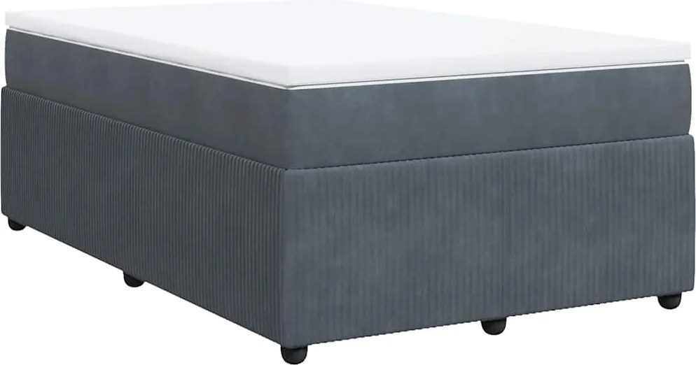 vidaXL sötétszürke bársony rugós ágy matraccal 120 x 200 cm