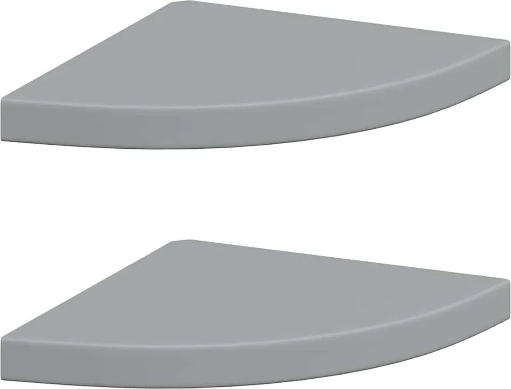 vidaXL 323923 Floating Corner Shelves 2 pcs Grey 35x35x3,8 cm MDF