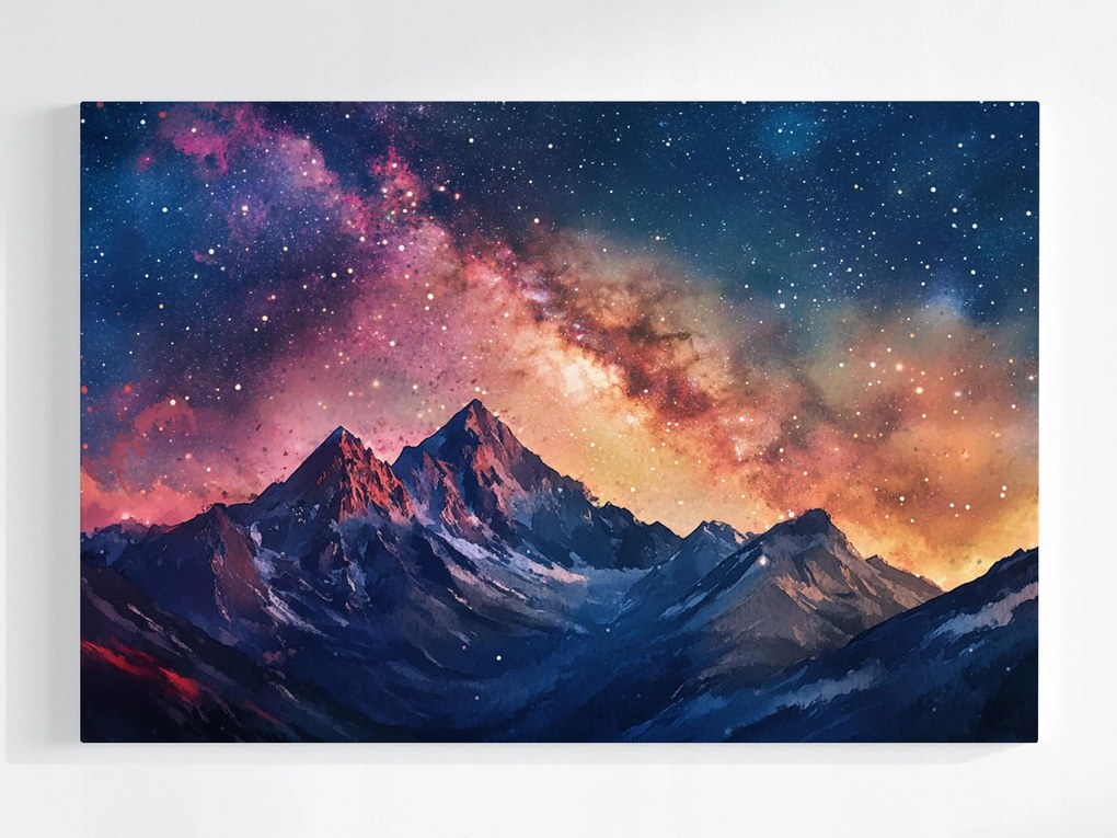 Poszter Kilátás Tájkép Hegyek Csúcsok Ég Csillagok Éjszaka 120x80