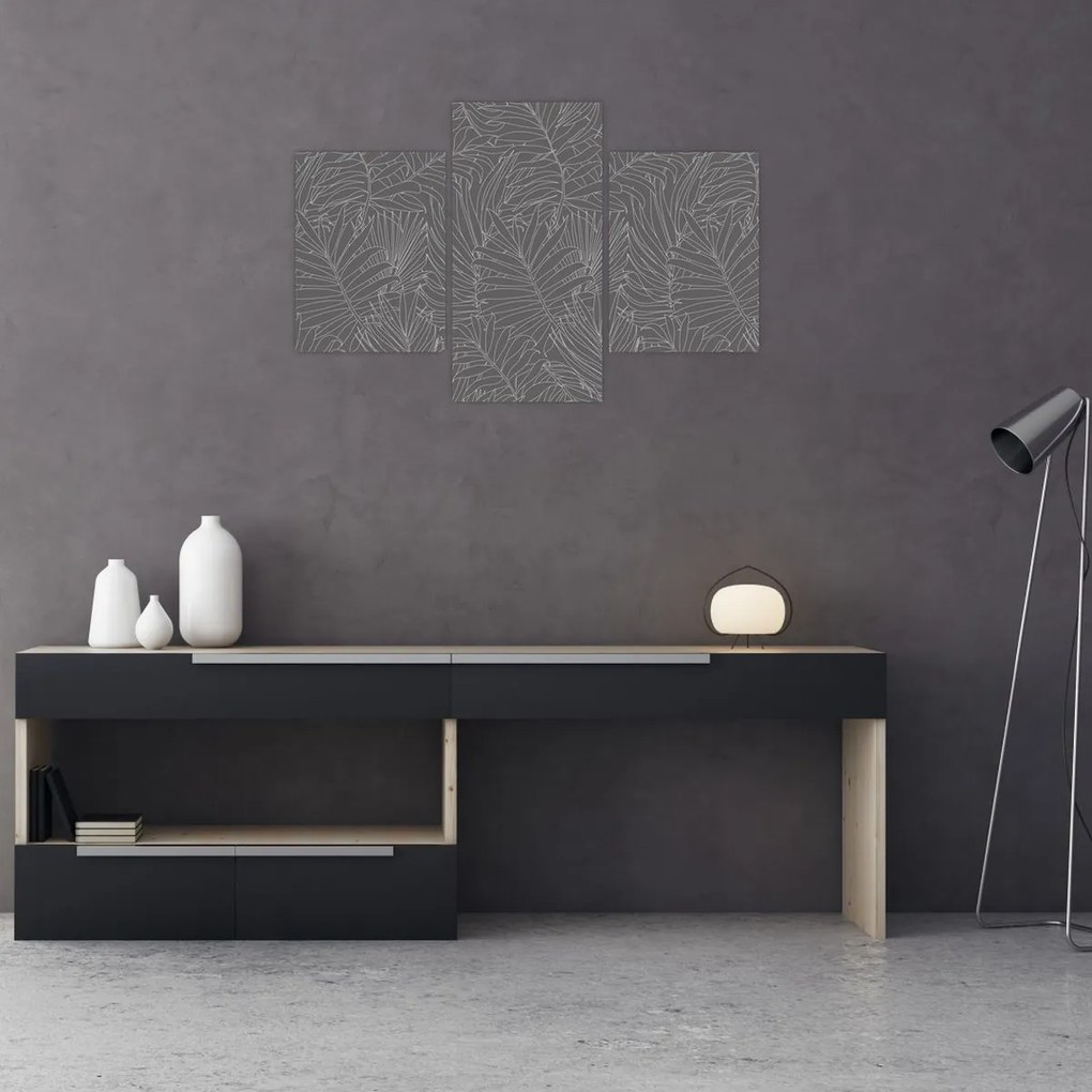 Kép - Szürke pálmalevelek (90x60 cm)