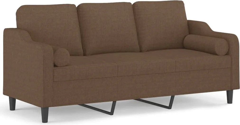 vidaXL 3 személyes barna szövet kanapé díszpárnákkal 180 cm